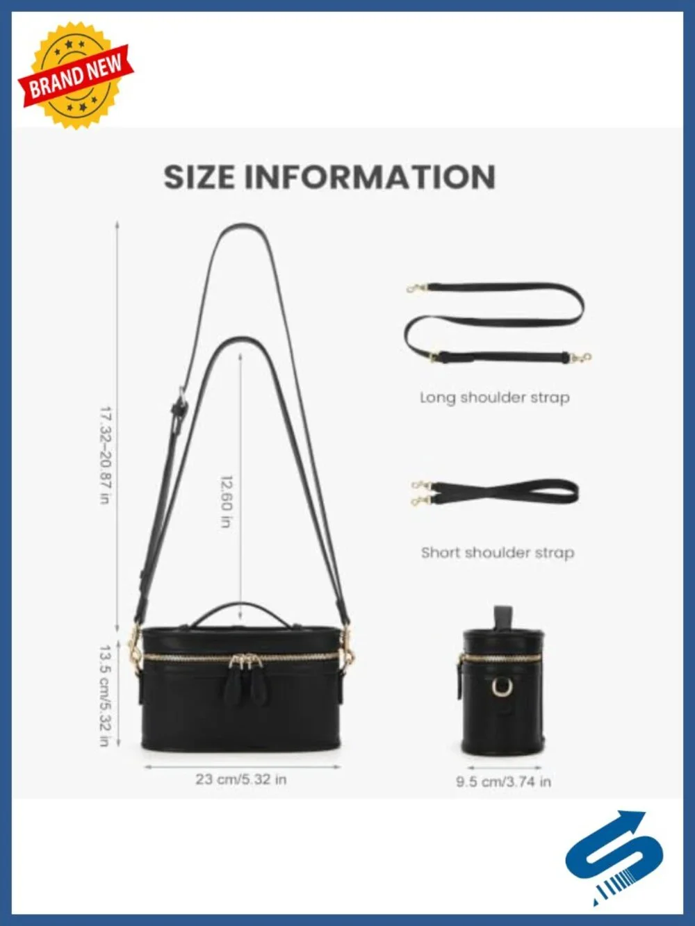 Box Crossbody Purse, Top Handle Handbag with 2 Straps, PU Leather Square